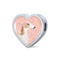 Borzoi Dog Print Heart Charm Steel Bracelet