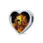 Roaring Lion Art Print Heart Charm Steel Bracelet