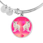 Devon Rex Cat Print Circle Pendant Luxury Bangle