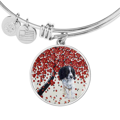 English Springer Spaniel Print Circle Pendant Luxury Bangle