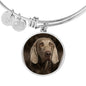 Weimaraner Dog Print Circle Pendant Luxury Bangle