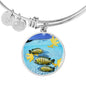 Afra Cichlid Fish Print Luxury Circle Charm Bangle