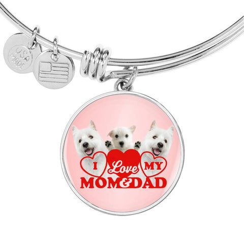 West Highland White Terrier (Westie) Family Print Circle Pendant Luxury Bangle