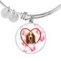 Basset Hound Print Luxury Circle Charm Bangle