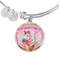 Creamy Unicorn Print Circle Pendant Luxury Bangle