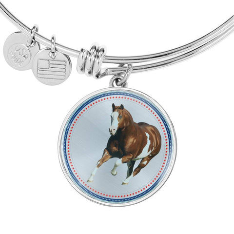 American Paint Horse Print Circle Pendant Luxury Bangle