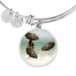 Oscar Fish Print Luxury Circle Charm Bangle