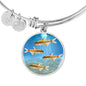 Glowlight Tetra Print Circle Pendant Luxury Bangle