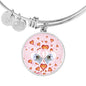 Maltese Dog Print Circle Charm Bangle
