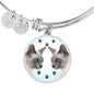 Tonkinese Cat Print Circle Pendant Luxury Bangle