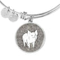 Cute Middle White Pig Print Circle Pendant Luxury Bangle