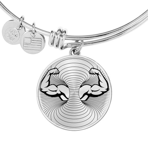 Biceps Bodybuilder Lovers Print Circle Pendant Luxury Bangle