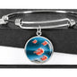 Siamese Fighting Fish Print Circle Pendant Luxury Bangle