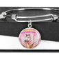 Creamy Unicorn Print Circle Pendant Luxury Bangle