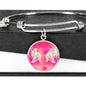 Devon Rex Cat Print Circle Pendant Luxury Bangle
