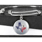 Pug Dog Texas Print Circle Pendant Luxury Bangle
