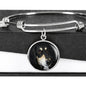 Black Saluki Dog Print Circle Pendant Luxury Bangle