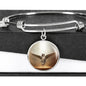 Norwegian Forest Cat Print Circle Pendant Luxury Bangle