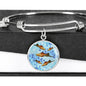 Green Swordtail Fish Print Circle Pendant Luxury Bangle