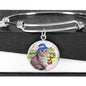 Scottish Fold Cat Print Circle Pendant Luxury Bangle
