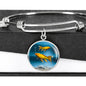 Butterfly Koi Fish Print Circle Pendant Luxury Bangle