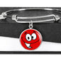 Smiley Face Print Circle Pendant Luxury Bangle