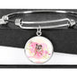 Bulldog Print Circle Charm Bangle