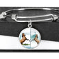 Lusitano Horse Print Circle Pendant Luxury Bangle