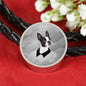 Boston Terrier Print Woven Leather Charm Bracelet