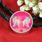 Devon Rex Cat Print Circle Charm Leather Bracelet