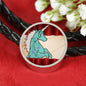 Unicorn Print Circle Charm Leather Bracelet