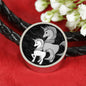 Cute Unicorn Print Circle Charm Leather Bracelet