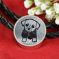Cute Dog Art Print Circle Charm Leather Bracelet
