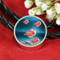 Siamese Fighting Fish Print Circle Charm Leather Bracelet
