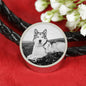 Alaskan Malamute Print Circle Leather Charm Bracelet