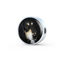 Black Saluki Dog Print Circle Charm Leather Bracelet