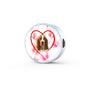 Basset Hound Print Circle Charm Leather Bracelet