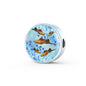 Green Swordtail Fish Print Circle Charm Leather Bracelet