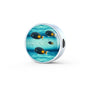 Achilles Tang Fish Print Luxury Circle Charm Leather Bracelet