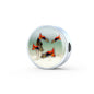 Lovely Common Molly Fish Print Circle Charm Leather Bracelet