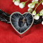 Bluetick Coonhound Dog Print Heart Charm Leather Bracelet