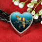 Lovely Parrot Print Heart Charm Leather Woven Bracelet