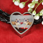 Border Terrier Print Heart Charm Leather Bracelet