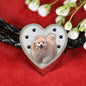 Cute Pomeranian Print Heart Charm Braided Bracelet
