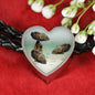 Oscar Fish Print Heart Charm Leather Woven Bracelet
