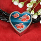 Siamese Fighting Fish Print Heart Charm Braided Bracelet