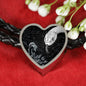 Amazing Snake Print Heart Charm Leather Bracelet