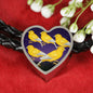 Domestic Canary Bird Print Heart Charm Leather Woven Bracelet