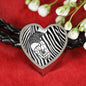 Black&White Snake Print Heart Charm Leather Bracelet