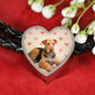 Airedale Terrier Print Luxury Heart Charm Leather Bracelet